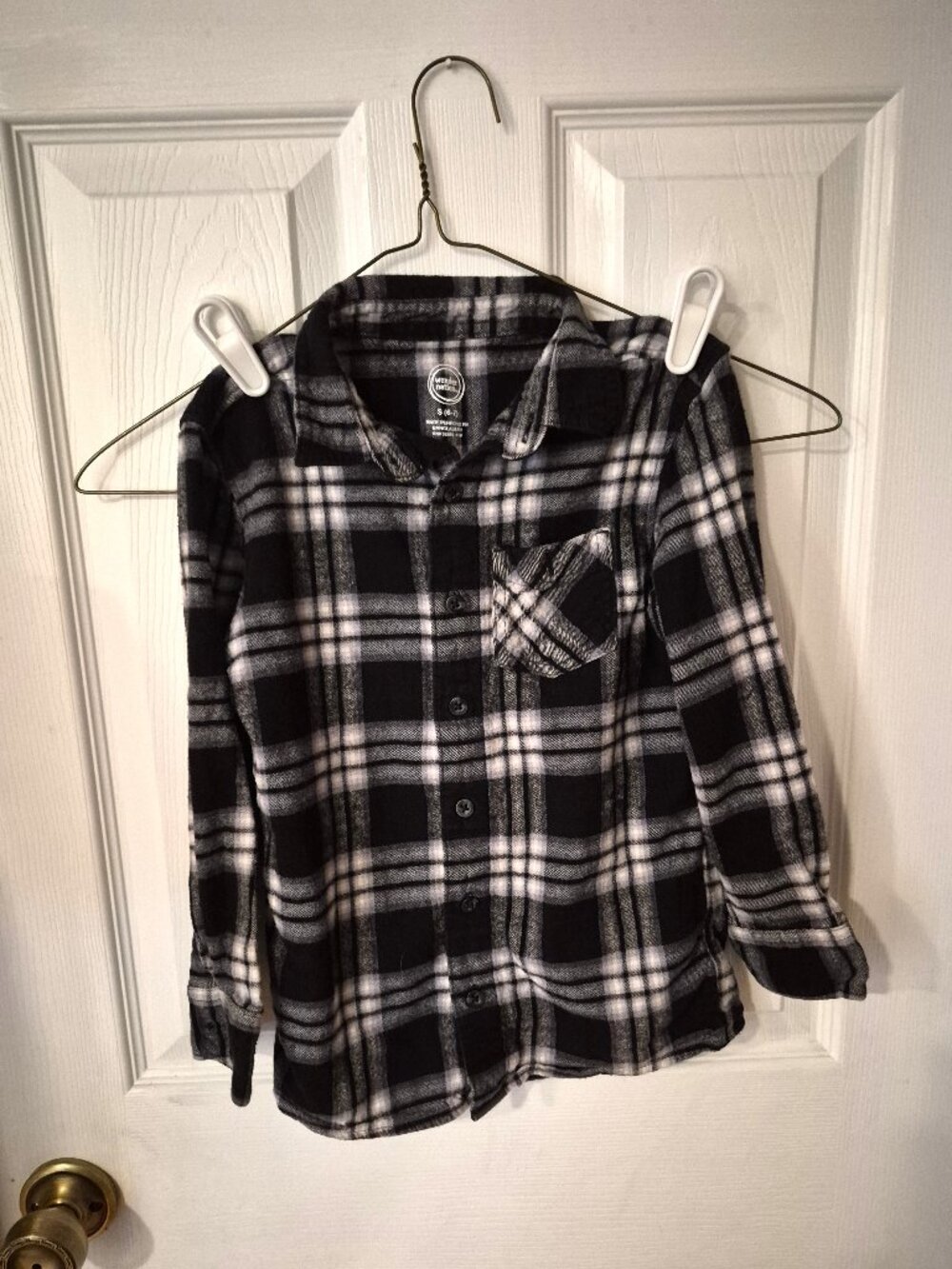 Wonder Nation Boys Black and White Flannel Shirt Size S (5/6)